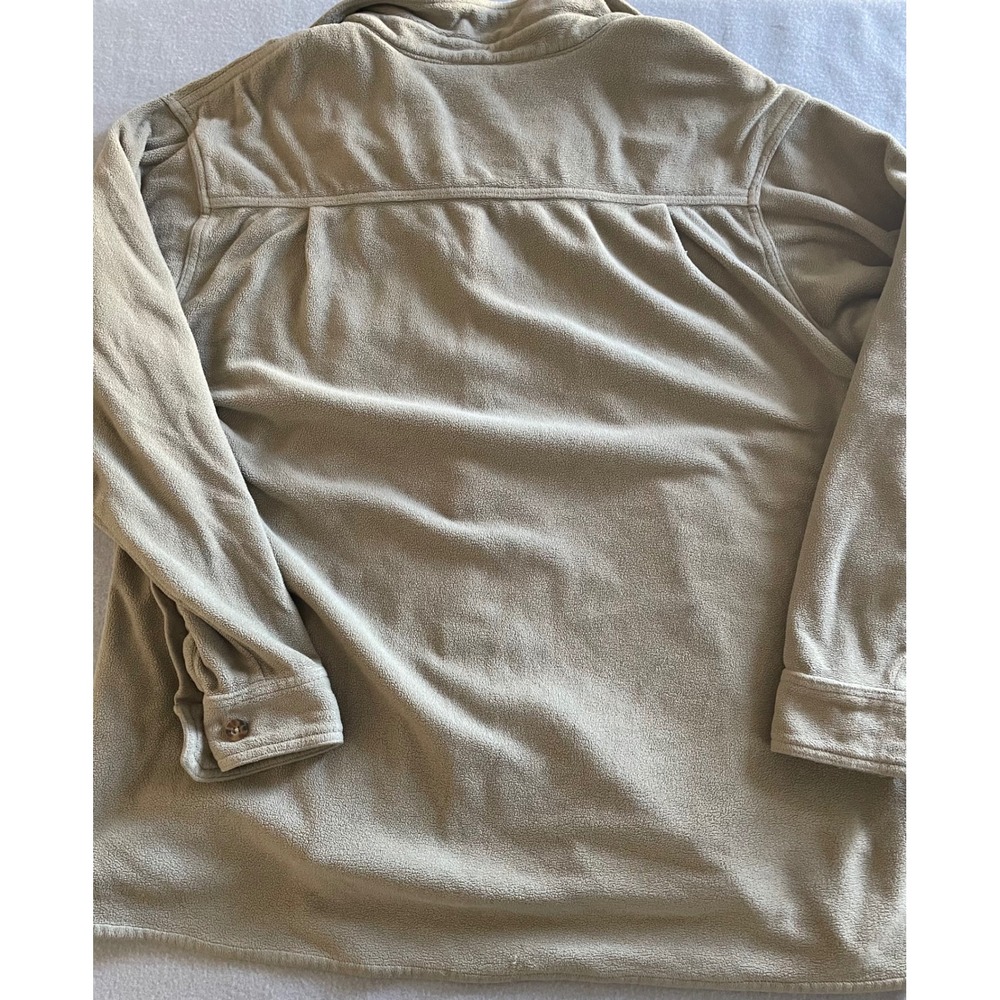 VTG Woolrich Mens Fleece Shirt Jacket Tan Khaki Button Up L Large *READ* - Picture 14 of 14